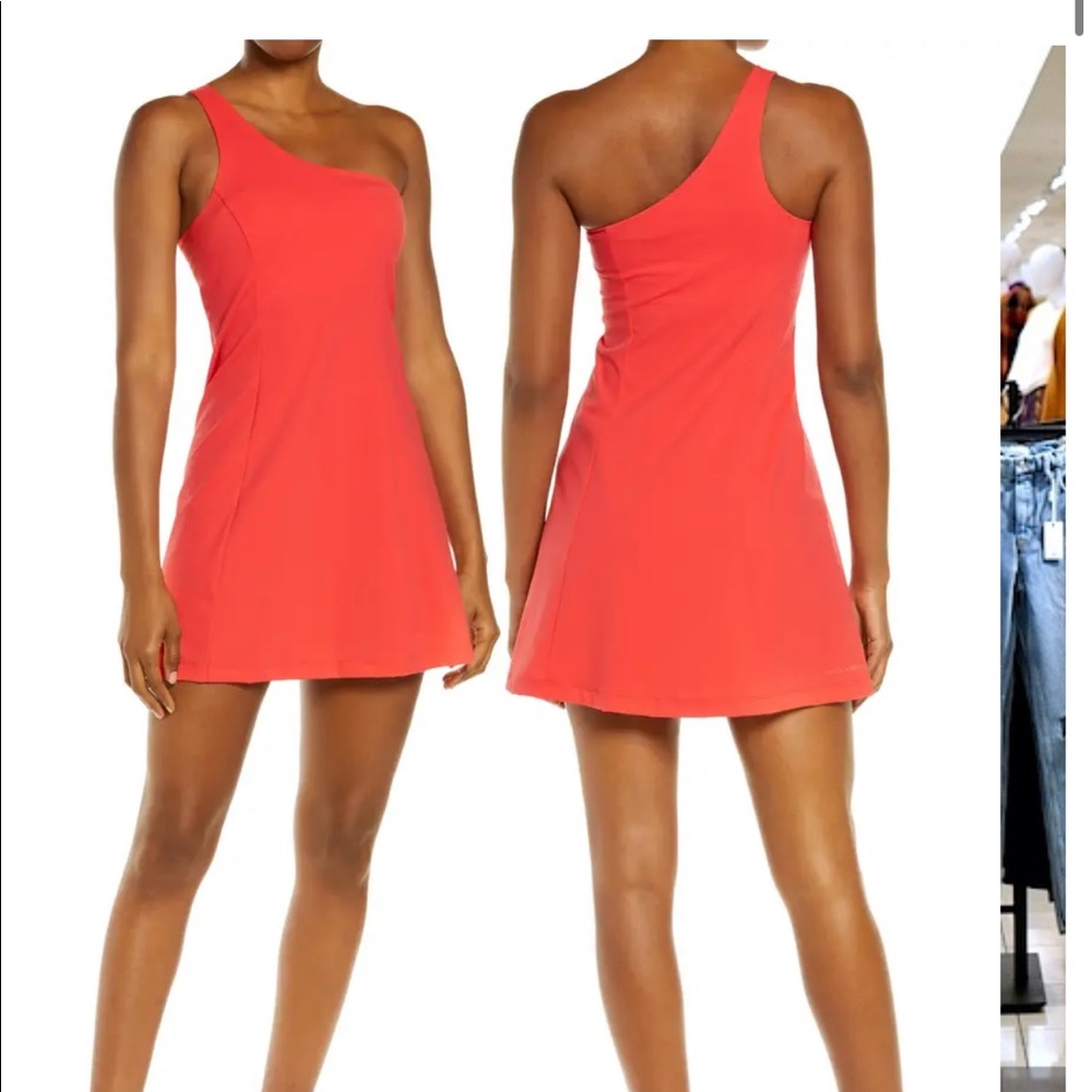 One shoulder outdoor voices exercise dress